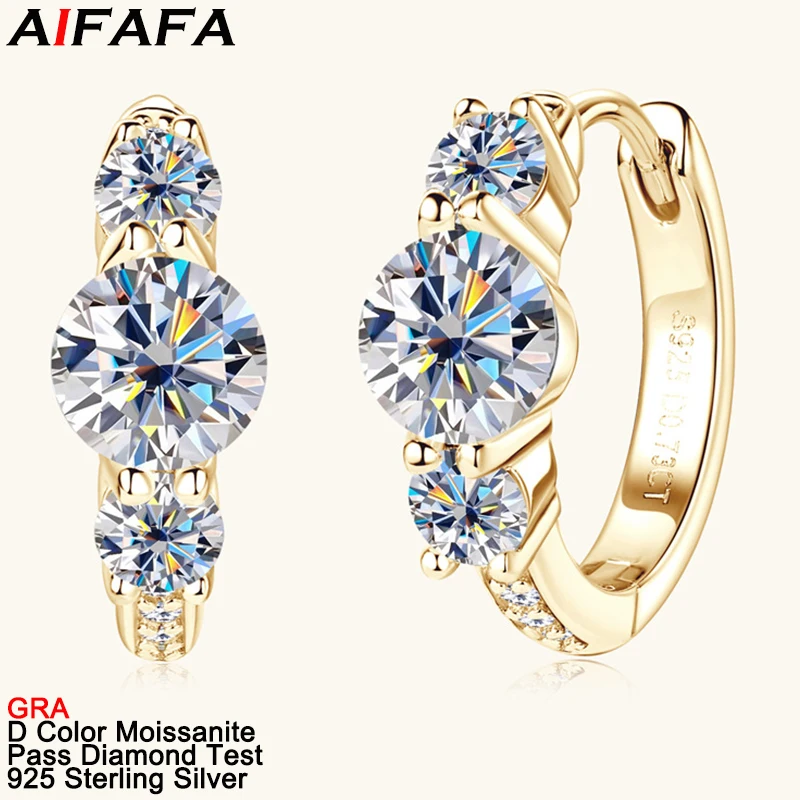 

Top Quality Full Moissanite Diamond Stud Earrings 100% 925 Sterling Silver All Moissanita Ear Stud Plate 18k Gold Fine Jewelry