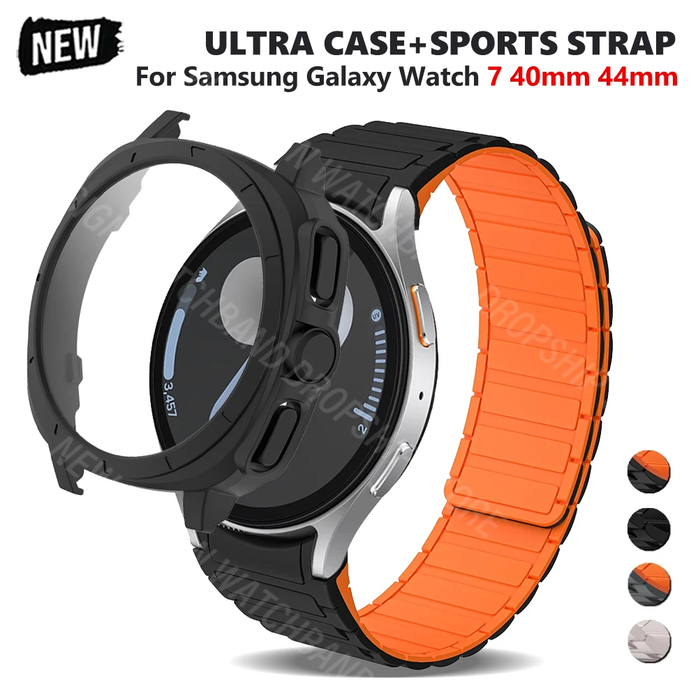 Sports Band+Ultra Case for Samsung Galaxy 7 44mm 40mm Magnetic Silicone Band for 7 40mm 44mm Upgrade To Galaxy Ultra Accessories