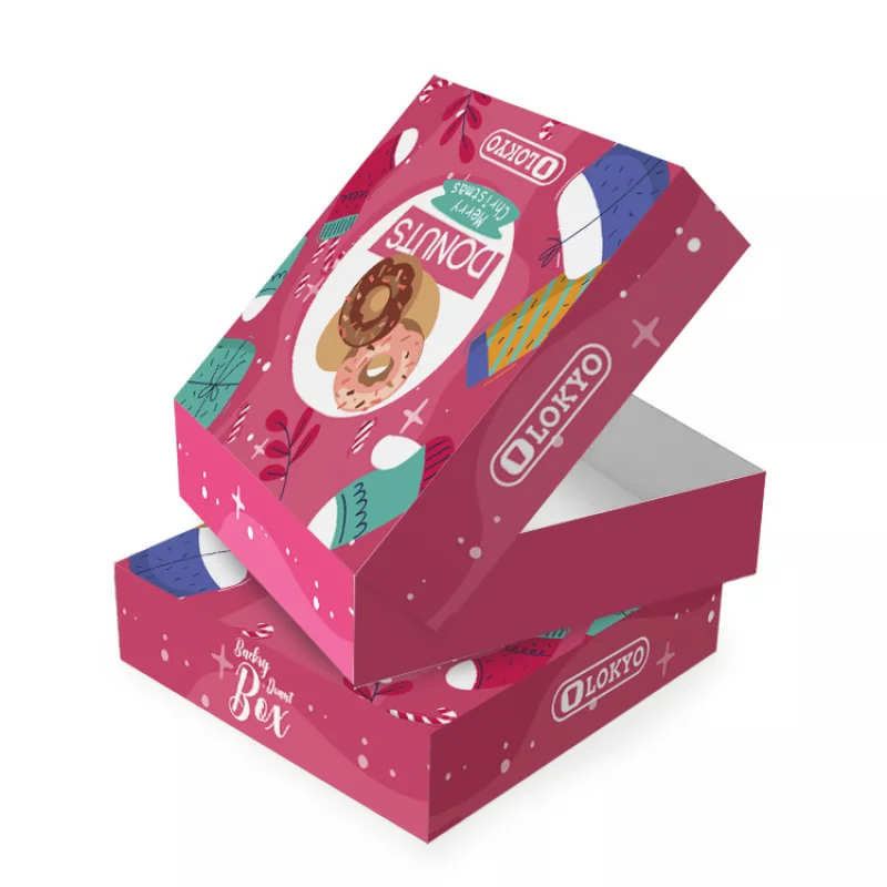 custom.LOKYO Custom Printing Size Cake Donuts Cookie Doughnut Paper Bakery Boxes