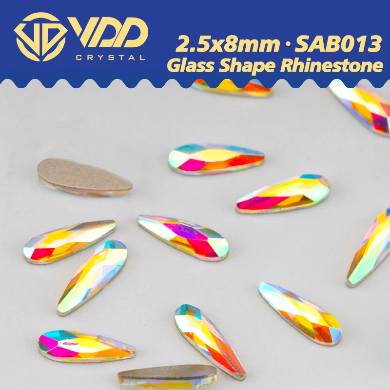 VDD 2.5x8mm 100/500/1440Pcs Glass Shape Crystal Rhinestones Color AB Flatback Stone Wholesale For DIY Nail Art Decoration SAB13