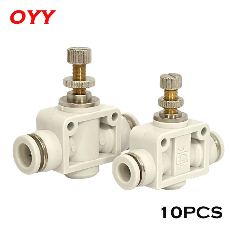 

10PCS White Fittings One-way Adjustable Throttle Pipe Valve Pneumatic Quick Plug Connector LSA-4 6 8 10 12