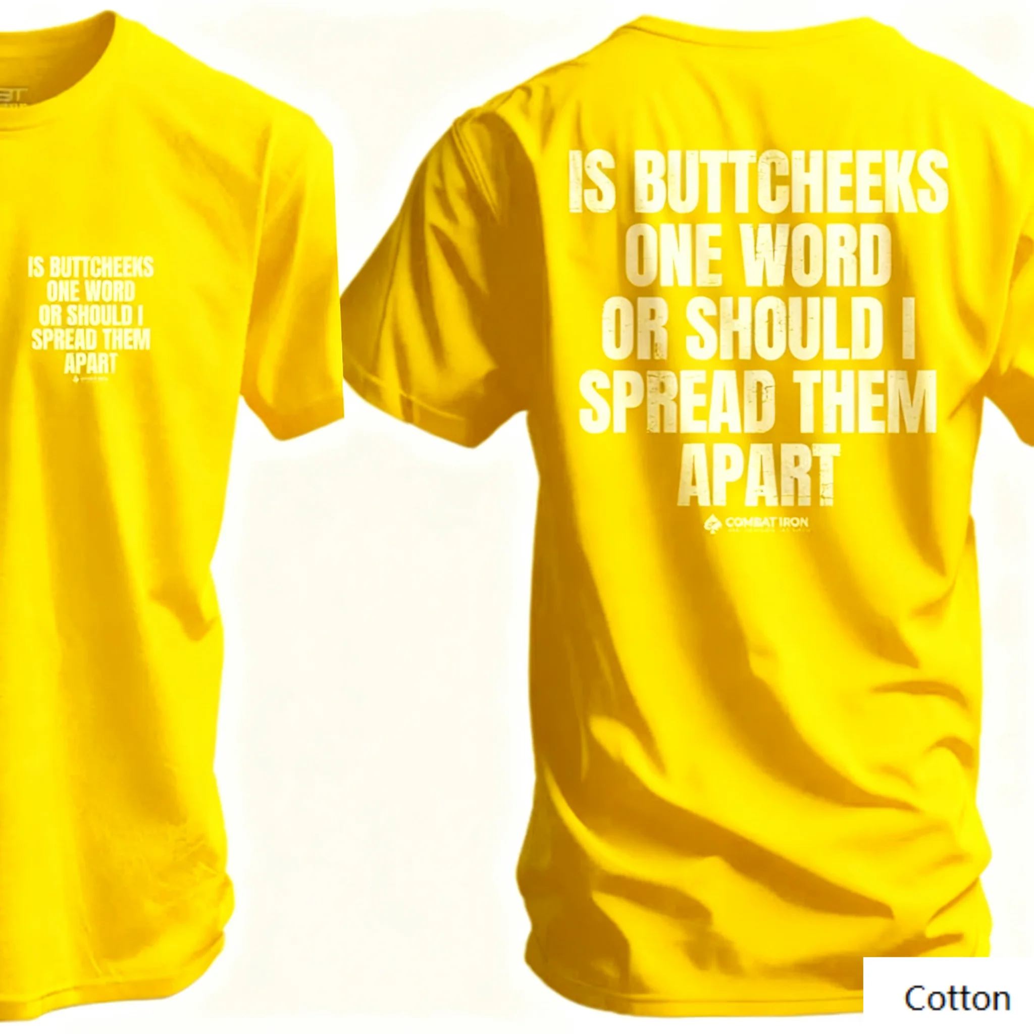تي شيرت قطني برقبة دائرية مطبوع عليه عبارة "Witty Body Humor" عبارة "IS BUTTCHEEKS كلمة واحدة أو يجب أن أشتريهم"