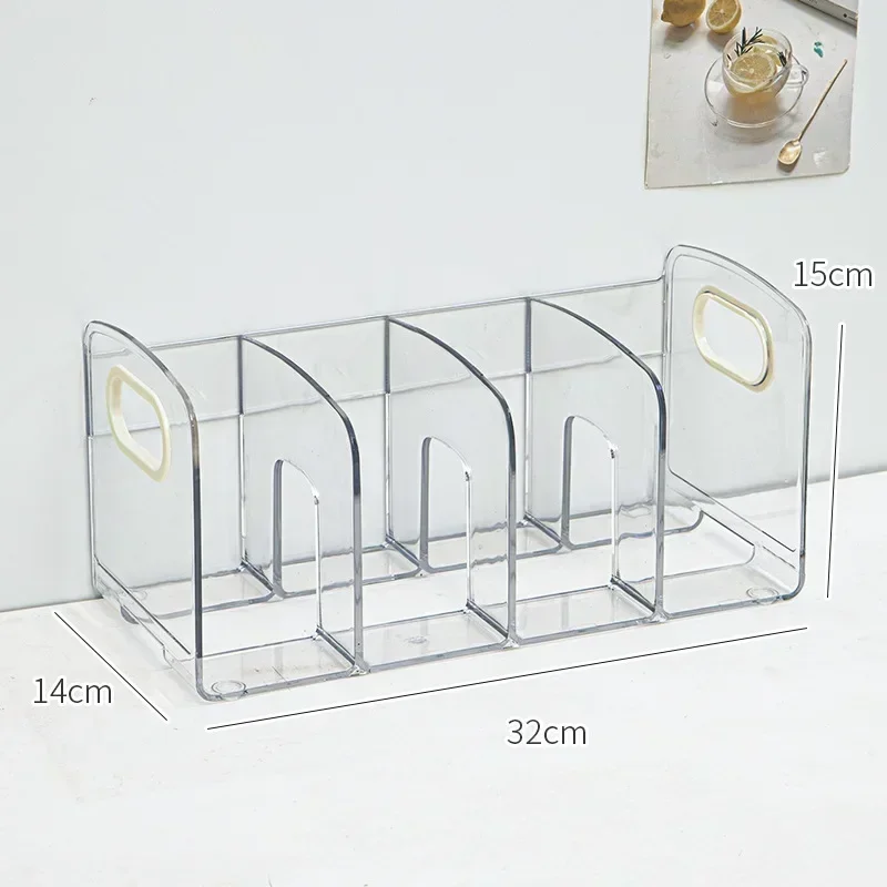 Convenient Clear Acrylic Bookends with Handle Desk Organizer Divided Book Stand Desktop Sorting Rack Study Supplies