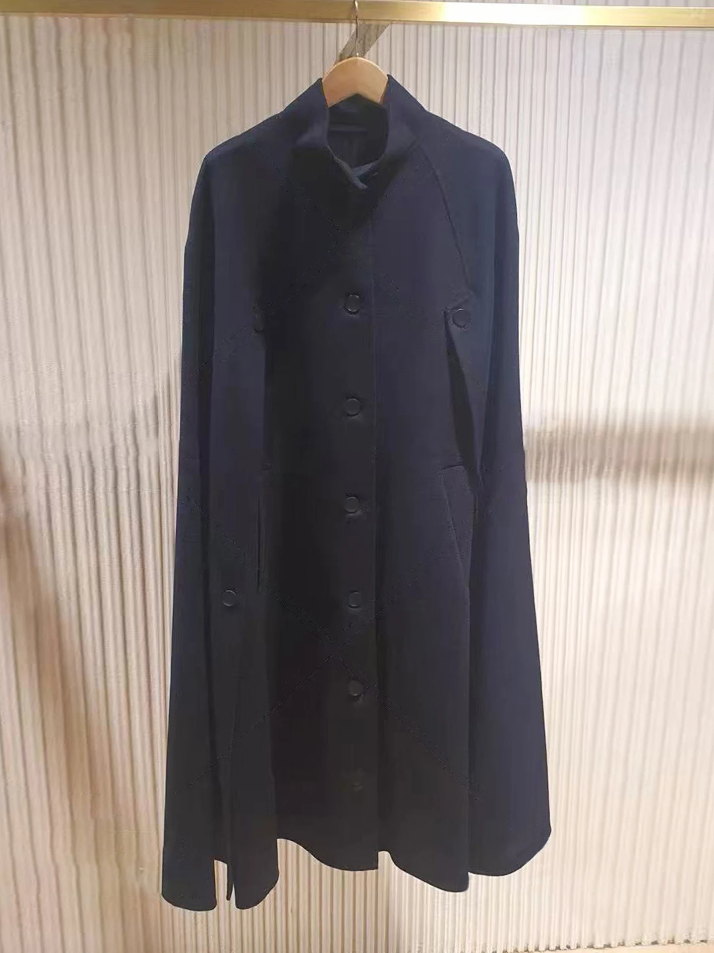 

M Home Nan You Высококачественное женское осеннее дизайнерское пончо с воротником-стойкой Шерстяное пальто Jaet Fem Ele Simple Sle Long Sve