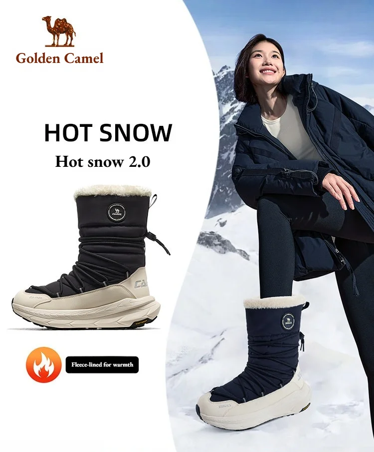Botas de nieve de invierno para mujer, marca Golden Camel, de caña alta, para uso en exteriores, antideslizantes, impermeables, cálidas, tipo botines, ideales para senderismo, turismo y escalada.