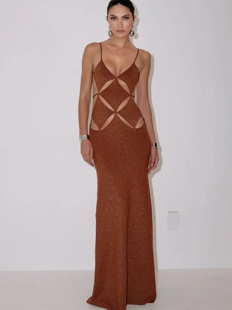 

Women's Cutout V Neck Summer Dress Spaghetti Strap Bodycon Party Backless Sexy Dress Daily New Lady Chic Beach Holiday Clothing