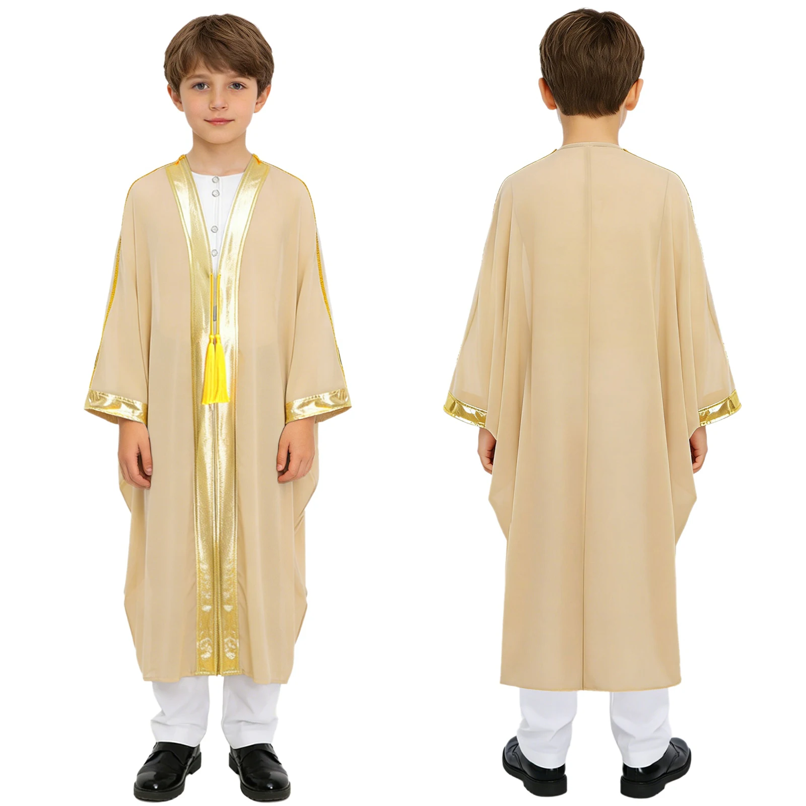 Boys Girls Muslim Robe Choir Worship Praise Dance Costume Christian Priest Cosplay Performance Theme Party Costume Metallic Gown - view 2