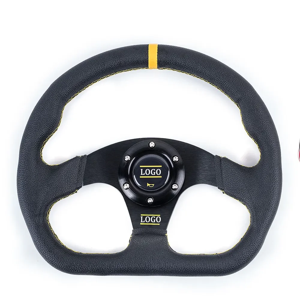 Universal Interior Parts 13 inch PVC Car Racing Steering wheels Deep Corn Drifting Sport Steering Wheel With Logo