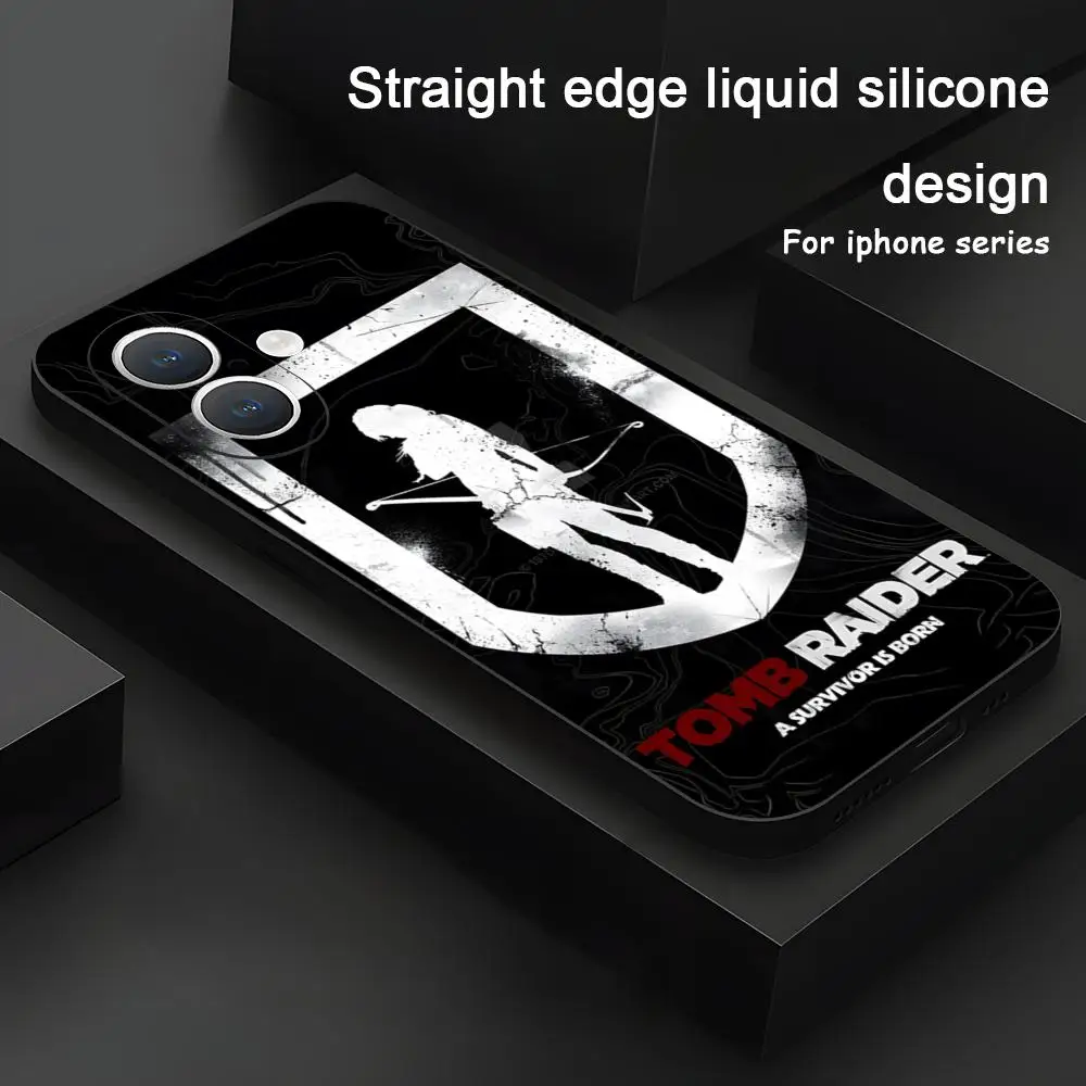 لعبة تومب رايدر حافظة هاتف ساخنة آيفون 17 16 15 14 13 12 11 X XR XS 8 Plus Mini Pro Max غطاء ناعم أسود مقاوم للصدمات