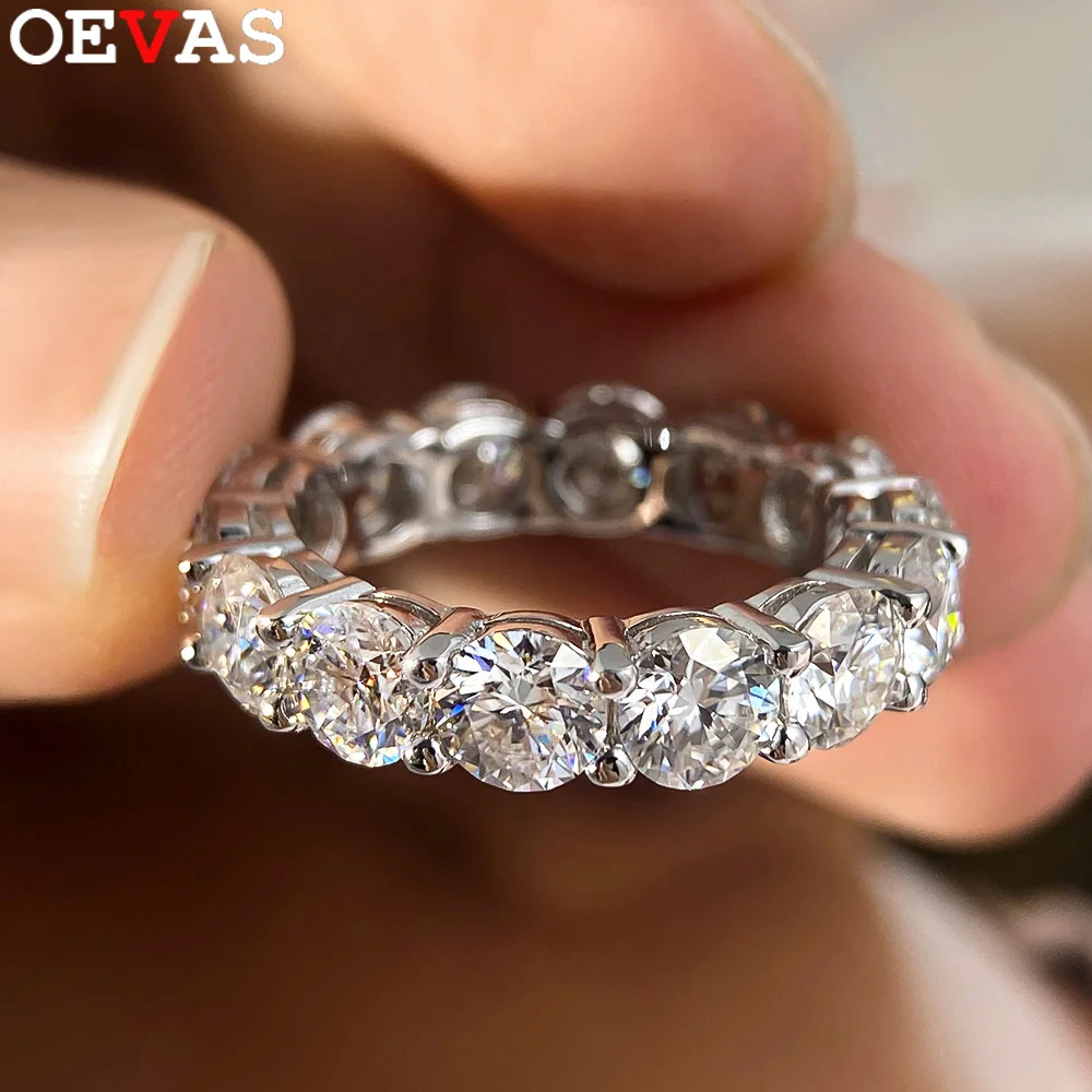 

OEVAS 2.2 Carat 3MM Full Moissanite Ring For Women S925 Sterling Silver Wedding Eternity Band Fine Jewelry with certificates