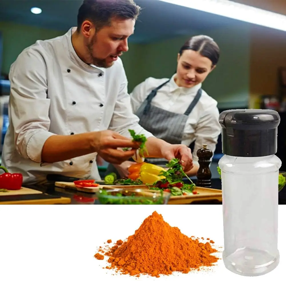 مجموعة 100 قطعة من زجاجات التوابل البلاستيكية الفارغة لتخزين التوابل والملح والفلفل، 75 مل/2.5 أونصة أسود