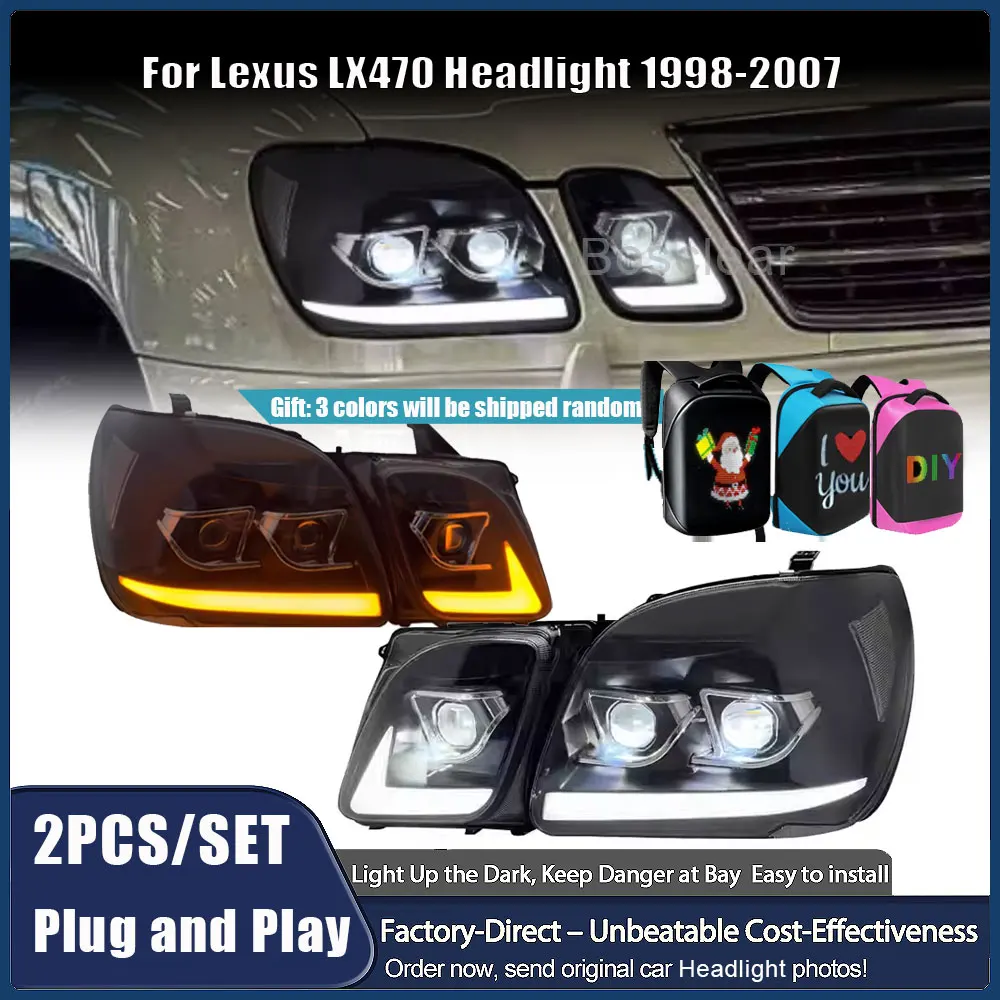

Фары в сборе для Lexus LX470, фары 1998-2007, автомобильные аксессуары, обновление LX470, светодиодные фары, проектор, фары, фары