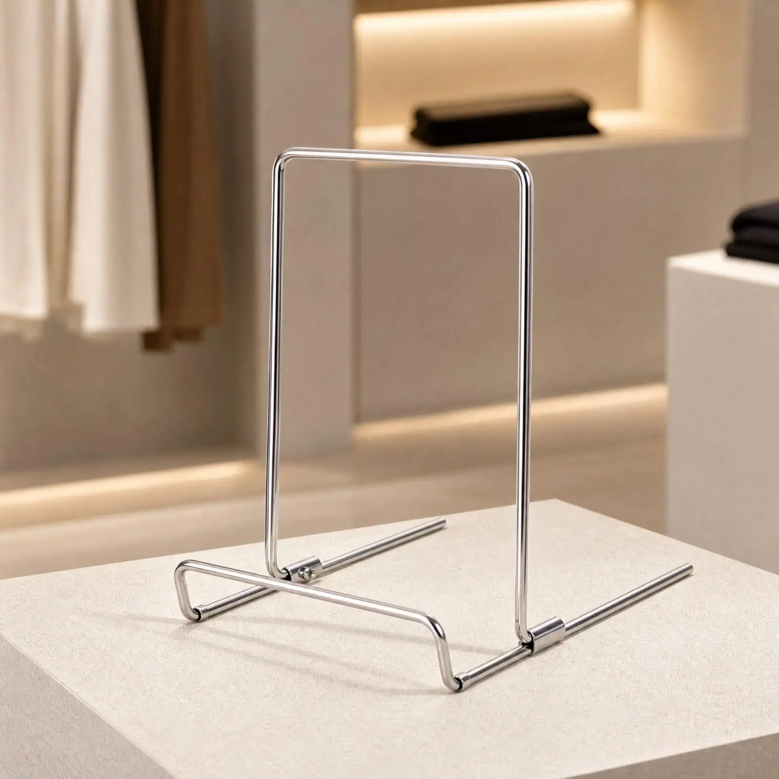 Adjustable Shirt Display Rack Stainless Steel Stand for Retail Clothing Store Counter Table Top Shirt Collar Necktie Holder