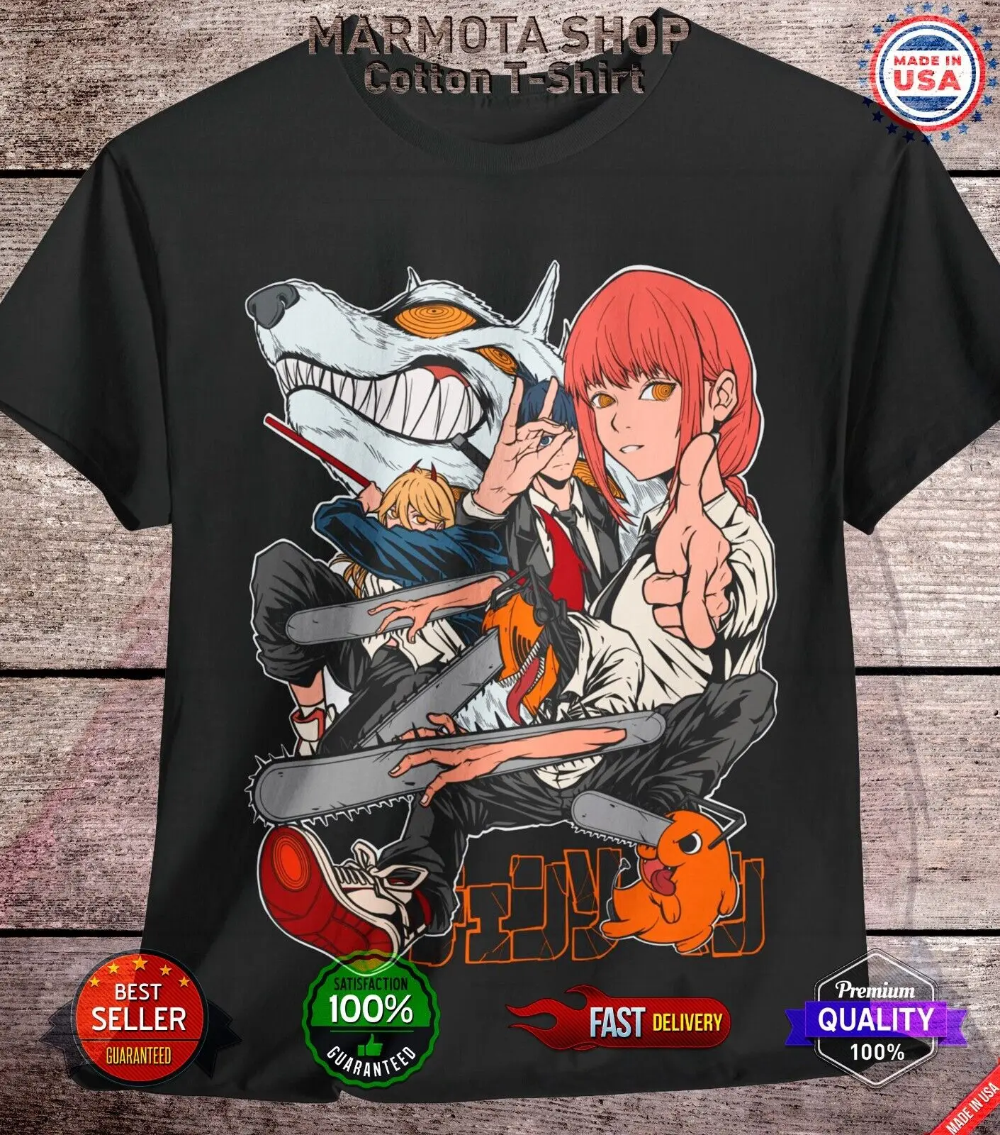 

Makima Power Denji Aki Shirt Chainsaw Man Anime Tee T-Shirt Waifu Ecchi Sexy CSM