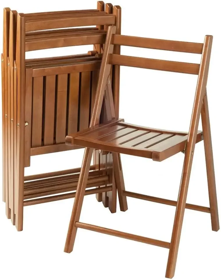 4-PC Folding Set Teak Chair, 17.64 x 20.1 x 32.28