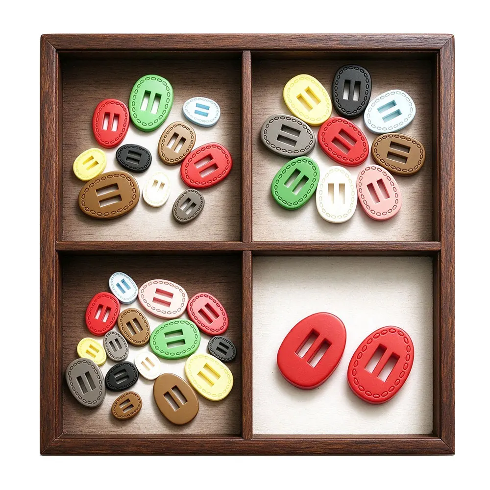 18-30mm Resin Buttons Round 2 Holes Button Coat Trench Coat Decorative Button Colorful Oval Two-hole Long-eyed Resin Buttons