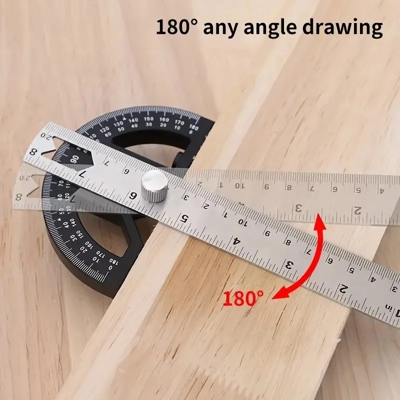 T-Type Woodworking Angle Ruler Protractor 8 Inch Adjustable Angle Plate Thickness Woodworking Edge Measurement Scribing Tools