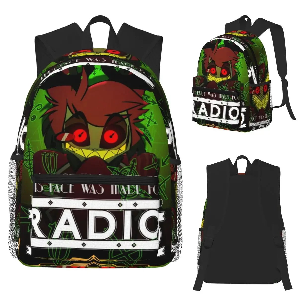 Hazbin Radio Demon Student Backpack School Bag Hiking Travel Daypack for Men Women Fashion Bookbag Shoulder Bags