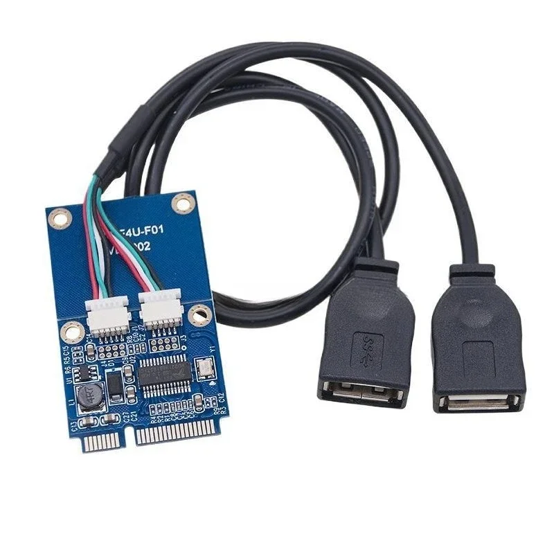 Mini PCI-E To USB 2.0 Adapter Card 2 Ports USB Hub FE1.1S Chip 480Mbps with 2 USB Cables for Laptop Notebook Mainboard