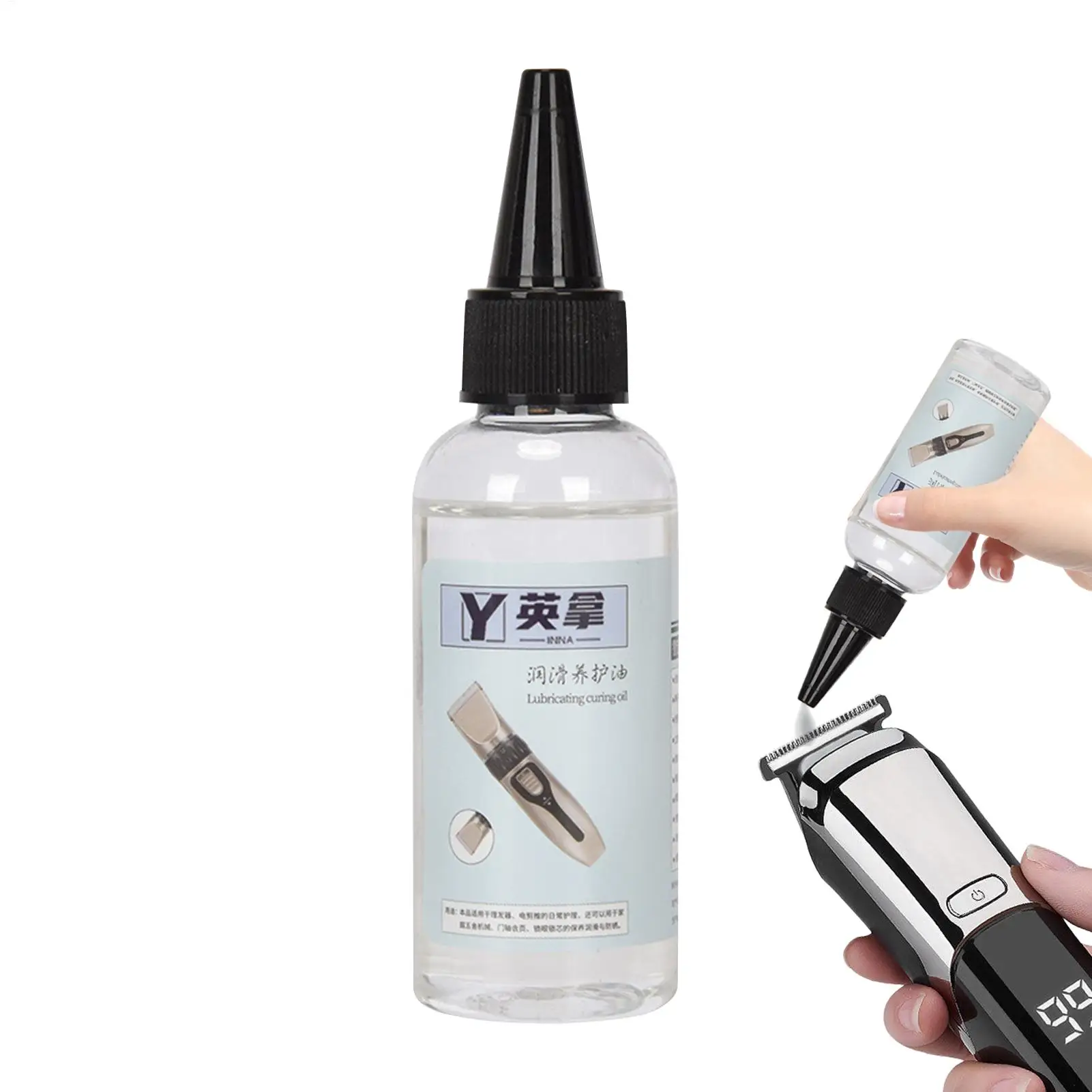 Huile pour tondeuse à cheveux 100 ml, huile pour tondeuses, lubrifiant pour rasoirs à barbe, huile de barbier pour tondeuses, réduit la friction