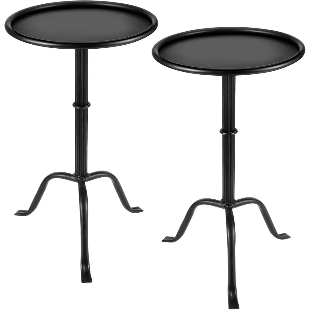 

2 Pcs Metal Martini Table Pedestal Small Side Table 12.5 x 12.5 x 20.6 Inches for Living Room Bedroom (Black)