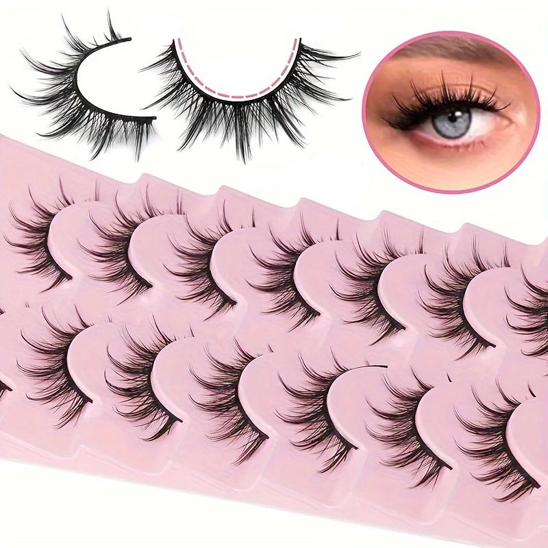 위스피 만화 속눈썹 콤보 - 자연스러운 코스프레 룩을 위한 7쌍의 위스피 & 푹신한 애니메이션 속눈썹 - 한국 및 일본 스타일