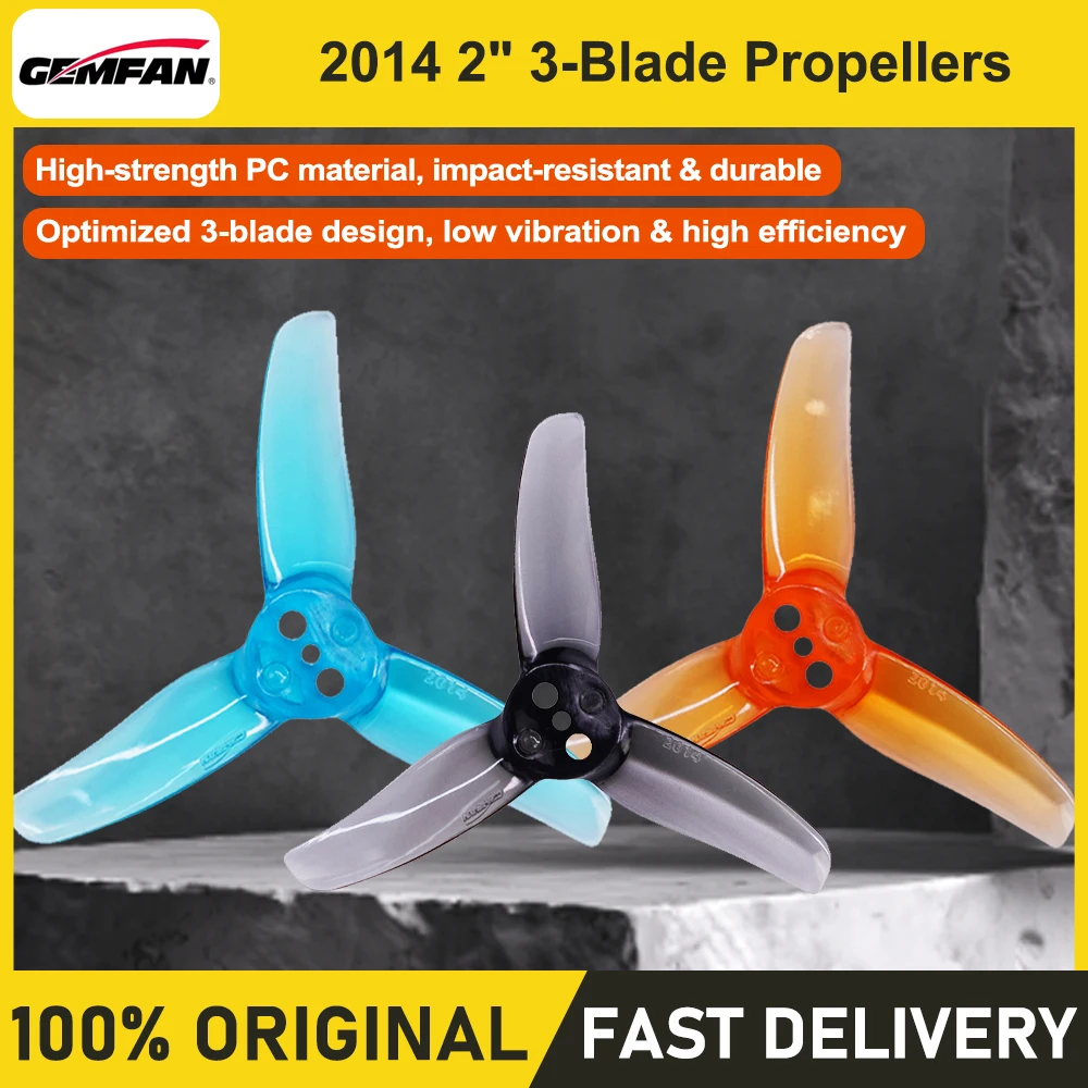 GEMFAN 2014 2-Inch 3-Blade Propellers PC Material CW CCW for FPV Cinewhoop Micro Drones - Lightweight Durable Airmass Props