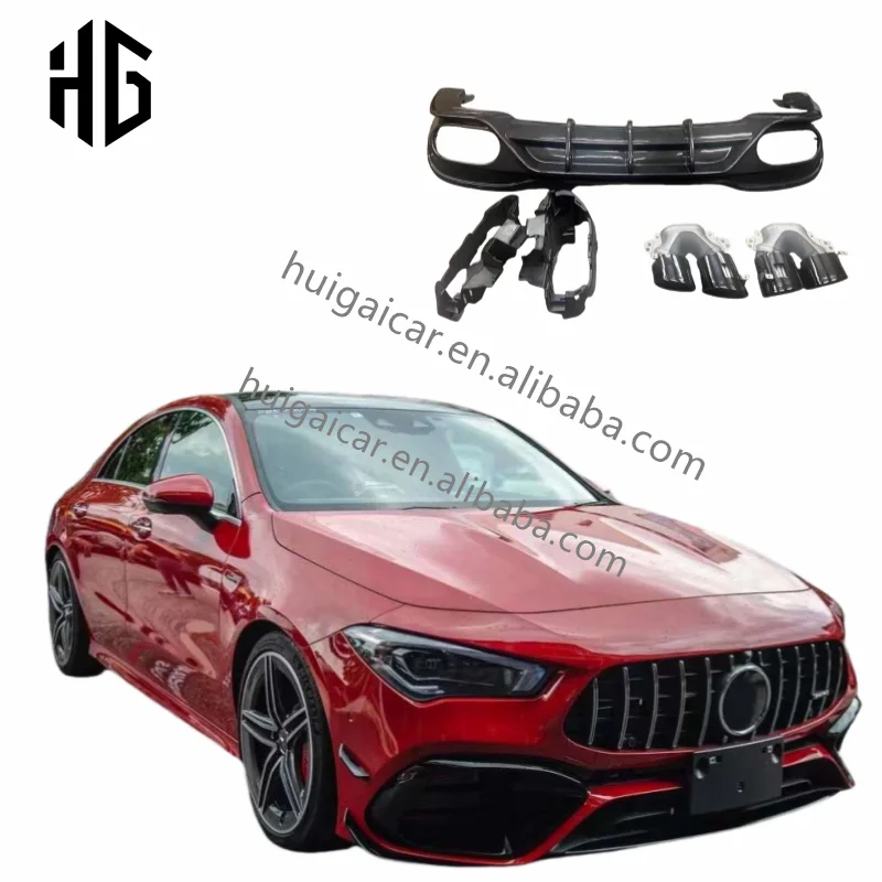 

Facelift 3K Twill Weave Carbon Fiber Car Rear Bumper Lip Trunk Lid for 2019 Benz CLA W118 CLA45 Rear Diffuser Car Parts