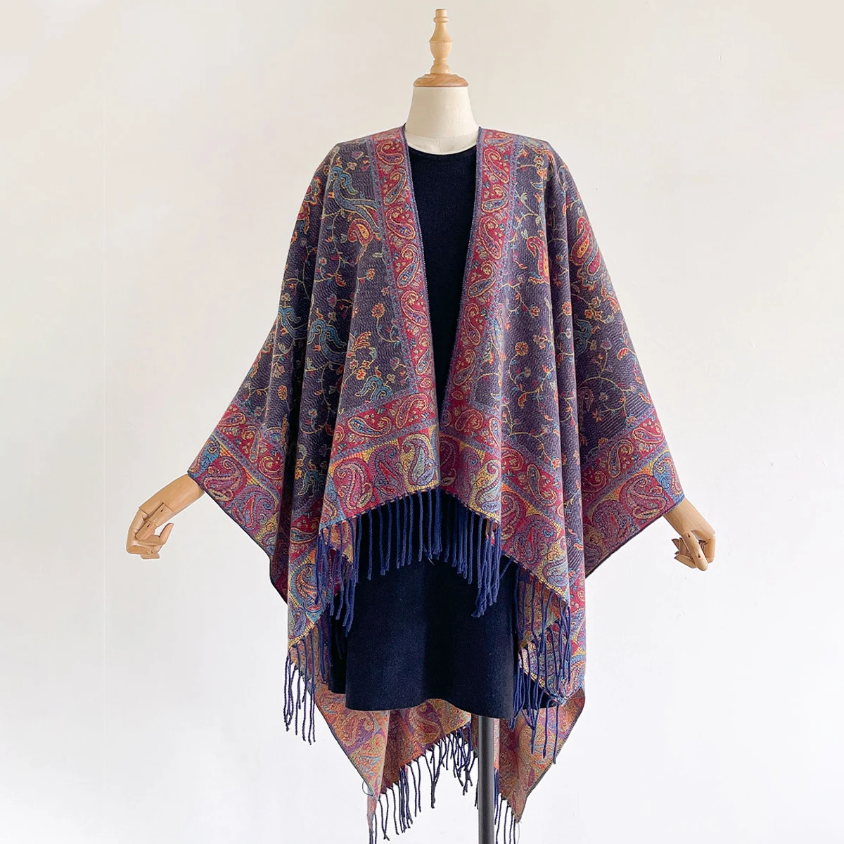 

Winter Women Warm Slit Large Shawl Double Sided Paisley Jacquard Thickening Blanket Luxury Scarf Female Pashmina Keep Warm Cloak