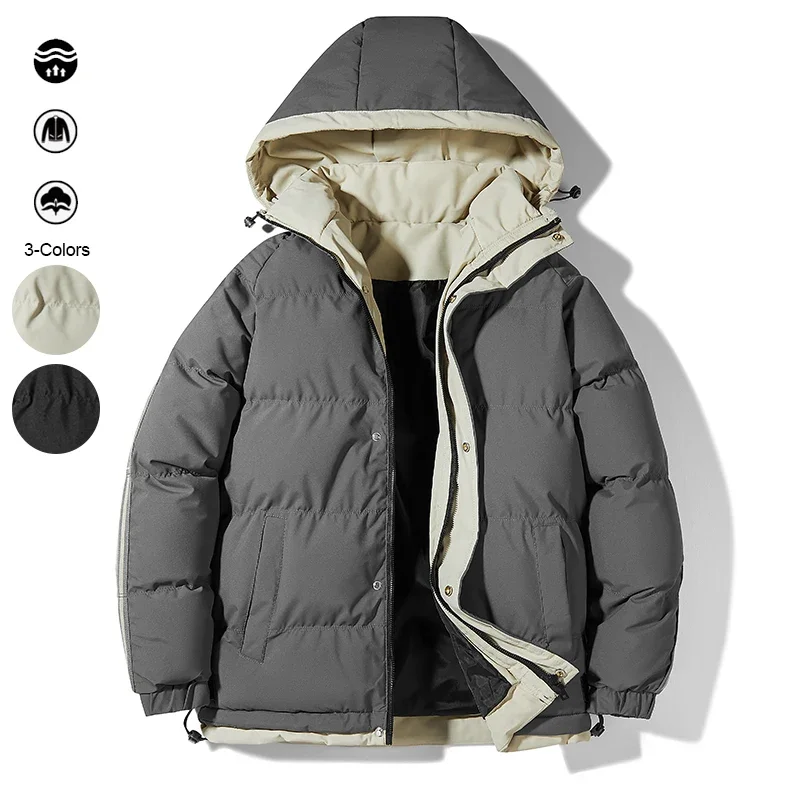 Puffy quente |   À prova de vento acolchoado puffer jaquetas masculino casual oversized com capuz parka casaco inverno ao ar livre diário deslocamento wear