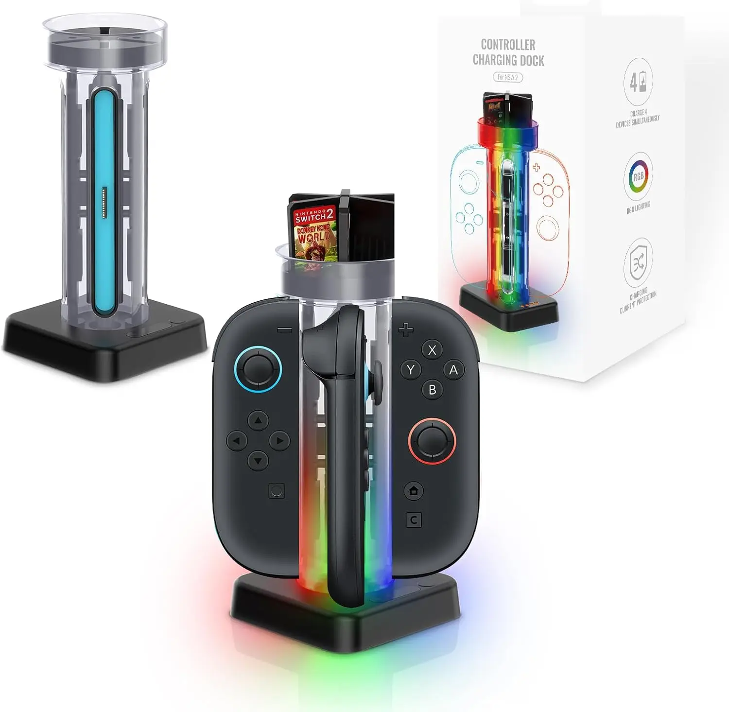 

Charging Dock for Nintendo Switch 2 Joy Con Charging Station Magnetic Connection for Switch2 RGB Lighting Accessories Charger