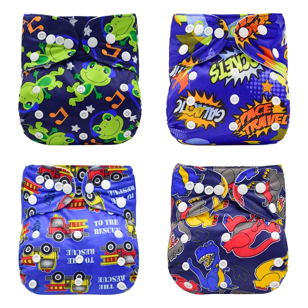 4Pack Washable Reusable Baby Cloth Pocket Diapers Adjustable Cloth Diapers for Boys and Girls 3-15kg