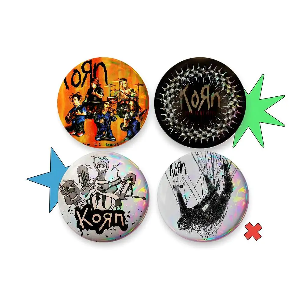Metal Rock Band K-Korn For Badge Custom Laser Hologram Enamel Pin Badge Metal Lapel Brooch For Clothes Bag Accessory Gift
