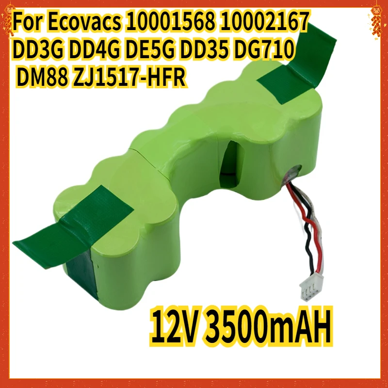 

12V Ni-MH Battery Replacement for Ecovacs 10001568 10002167 DD3G DD4G DE5G DD35 DG710 DM88 ZJ1517-HFR Robotic Vacuum Cleaner