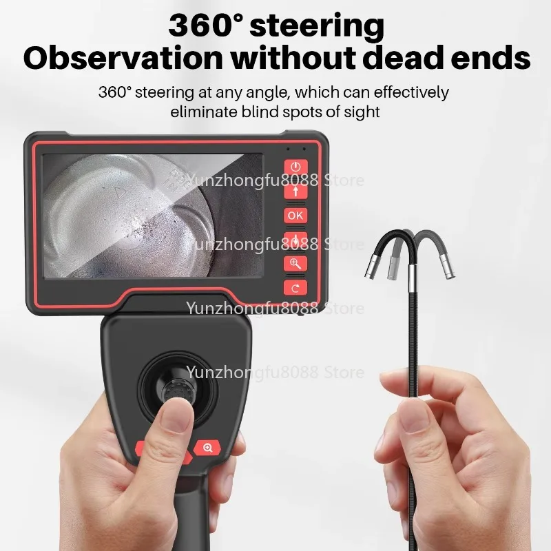 1080P 3.9mm/6mm 4-Direction Steering Industrial Endoscopy Camera Articulated Ductus Mirror with 5.0 Screen