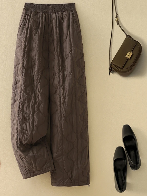 Damen-Baumwollhose, Winter, warme Freizeithose, Faion Oberbekleidung, hohe Taille, lange Hose mit geradem Bein