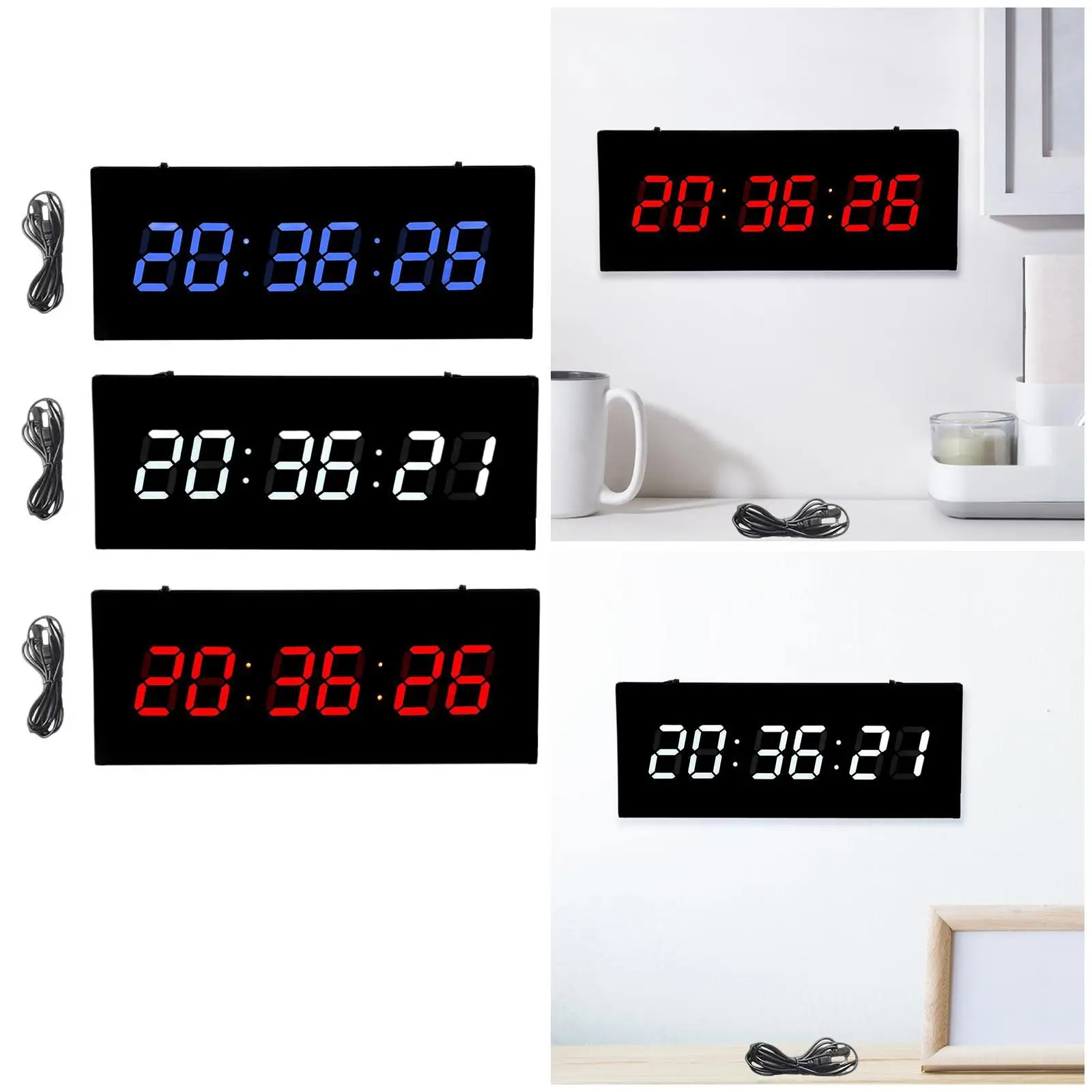 

LED Digital Wall Clock Time Clocks Wall Mounted for Kitchen Office Classroom