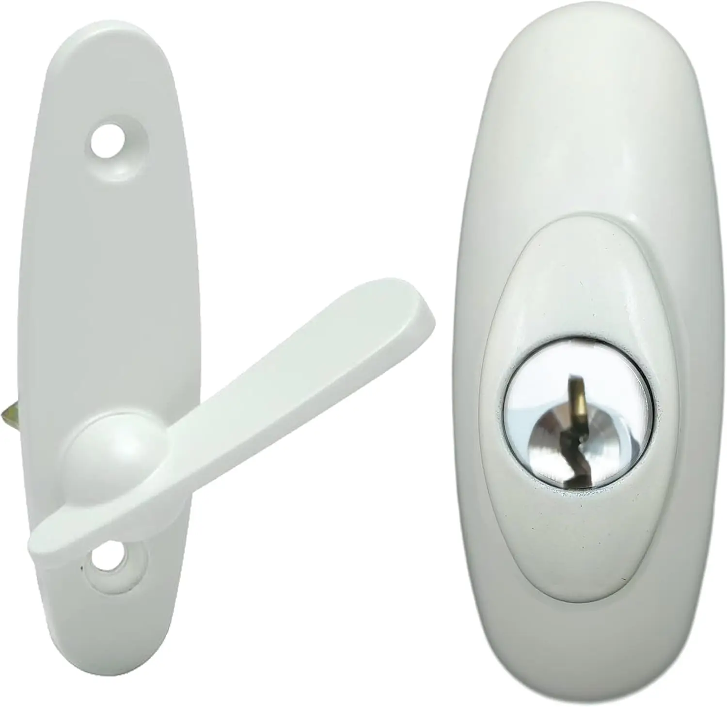 

Universal Gliding Patio Door Lock Assembly with Thumb Latch, 2-9/16" Hole Centers, White Diecast