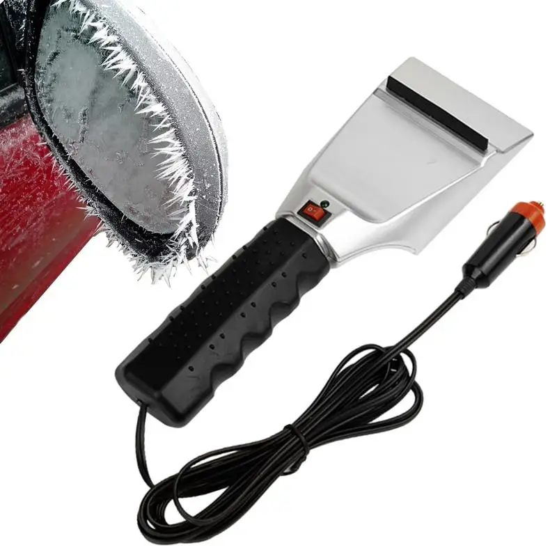 

Heated Windshield Ice Scraper Snow Ice Scraper Portable 12V Fast Heating Non Slip Handle Multifunctional Heated Snow Scraper For