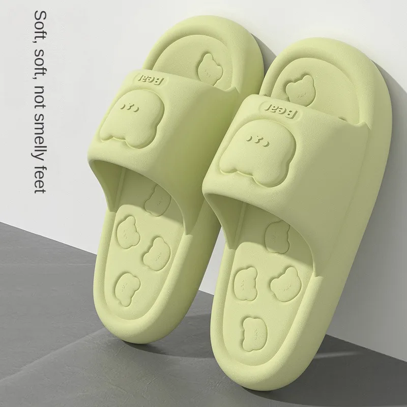 Thick soled slippers with a sense of stepping on poop for women, anti slip for home use, shower, and outdoor wear