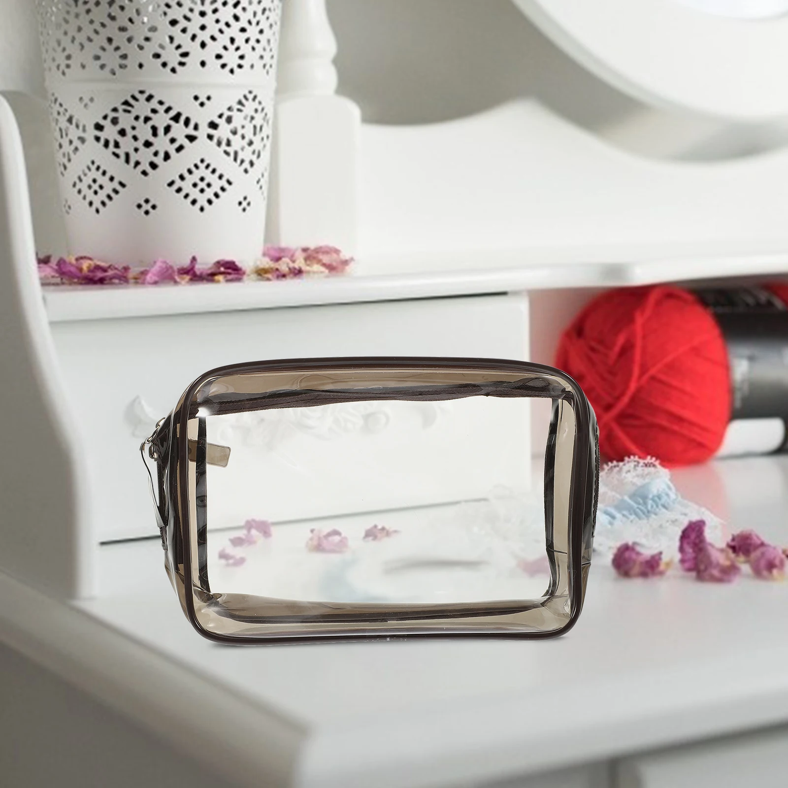 

2 Pcs Large Capacity Waterproof Travel Toiletry Bag Durable PVC Clear Makeup Portable Storage Cosmetics Organizer Gray