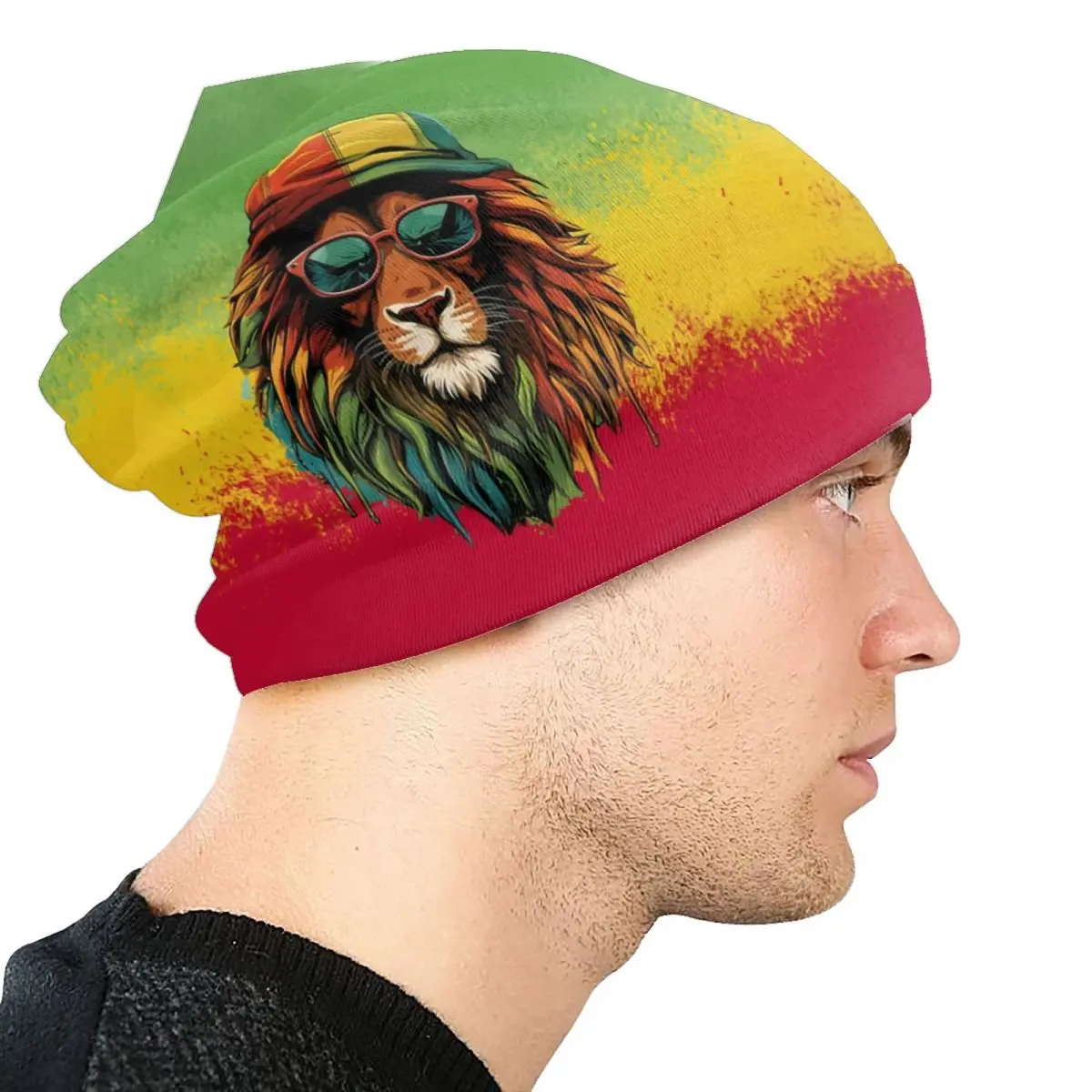 Custom Jamaican Reggae Rasta Lion Beanie Cap Unisex Winter Warm Bonnet Homme Knitting Hats Jamaica Flag Skullies Beanies Hat view 4