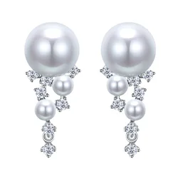 925 Silver 10mm Freshwater Pearl Stud Earrings Women Fine Anniversary Jewelry