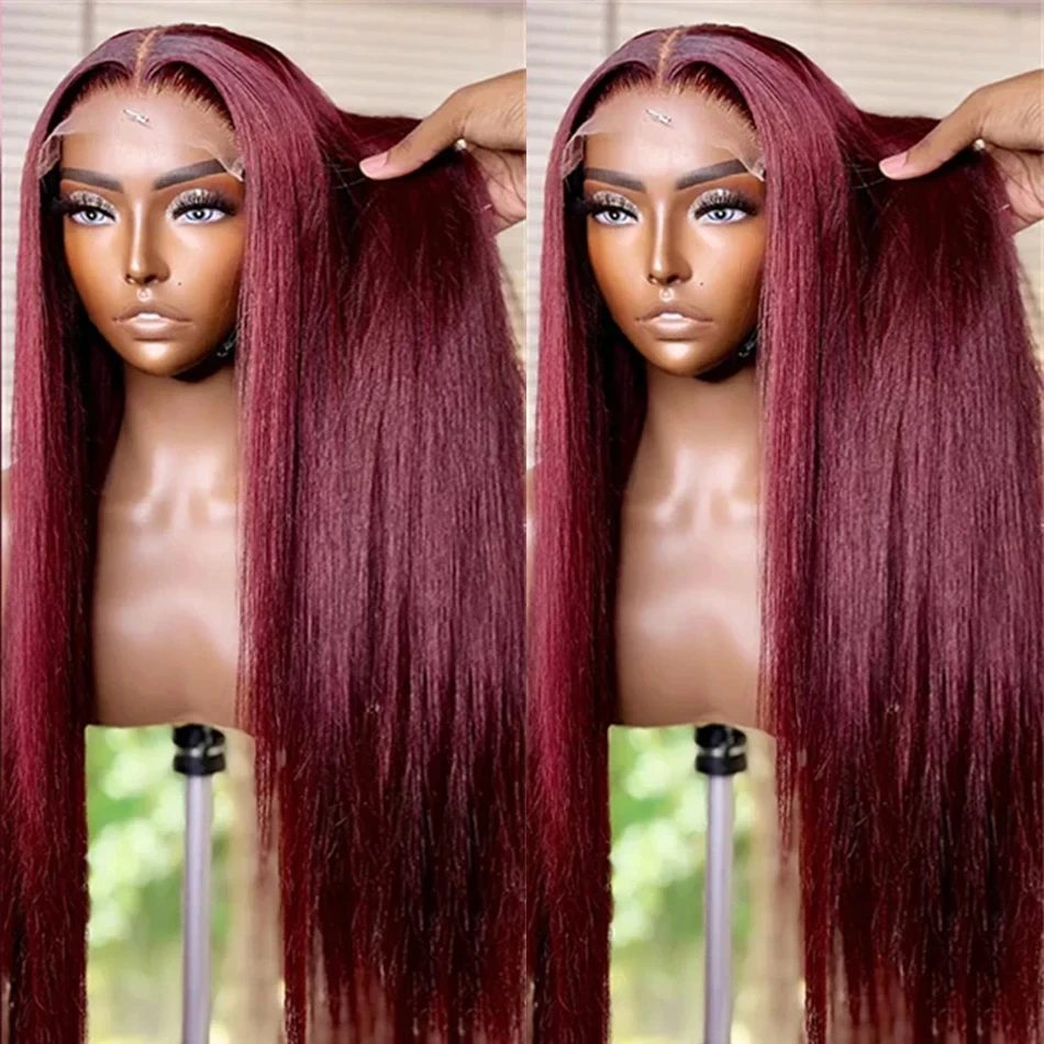 Straight Wig 99J Red Burgundy Colored 13x4 Lace Front Human Hair Wigs Pre Pucked Wig Brazilian Human Hair Remy Hair Jarin Hair