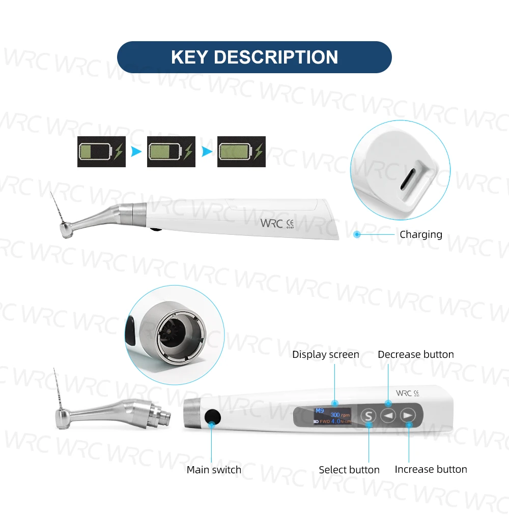 2 In 1 Dental Smart Wireless Endo Motor Built In Apex Locator Root Canal 360ᄚAdjustable Handpiece for Root Canal Treat