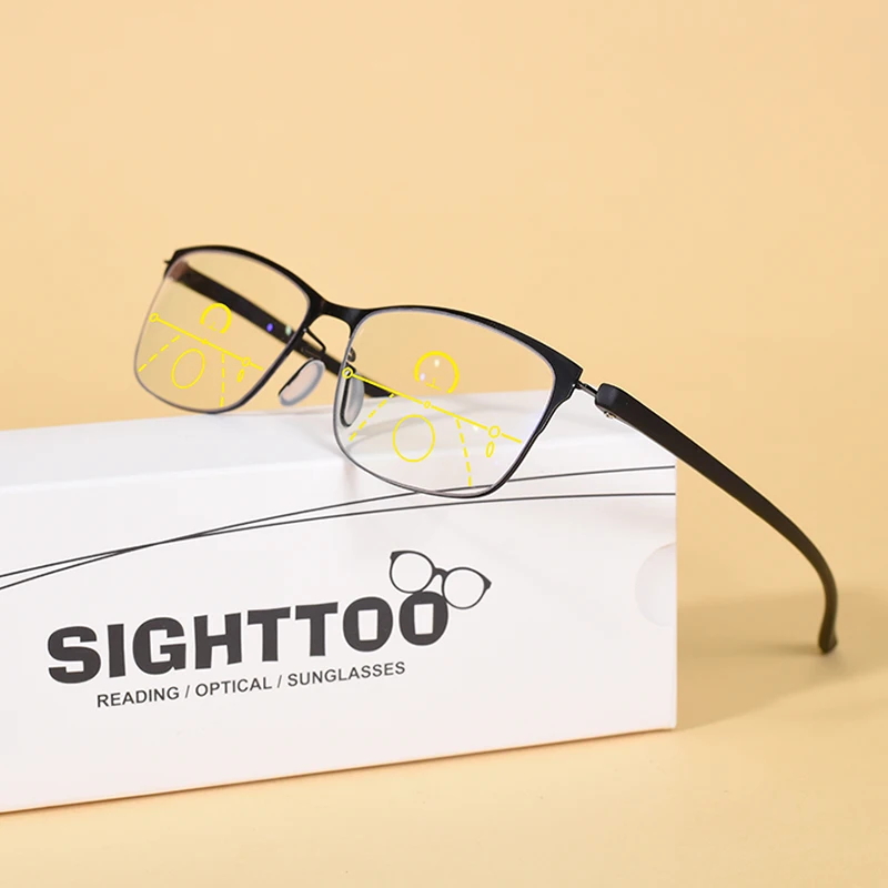 Men Progressive Reading Glasses Multifocal Women's Blue Light Blocking Computer Glasses Sport Square Frame Eyewear AntI Glare +2