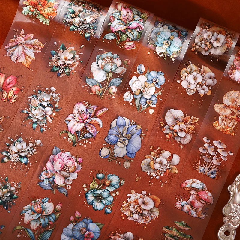 Autumn Vintage Floral Washi Tape, Background Collage Tape for Decorating Greeting Cards, Envelopes and Water BottlesAutumn Vinta
