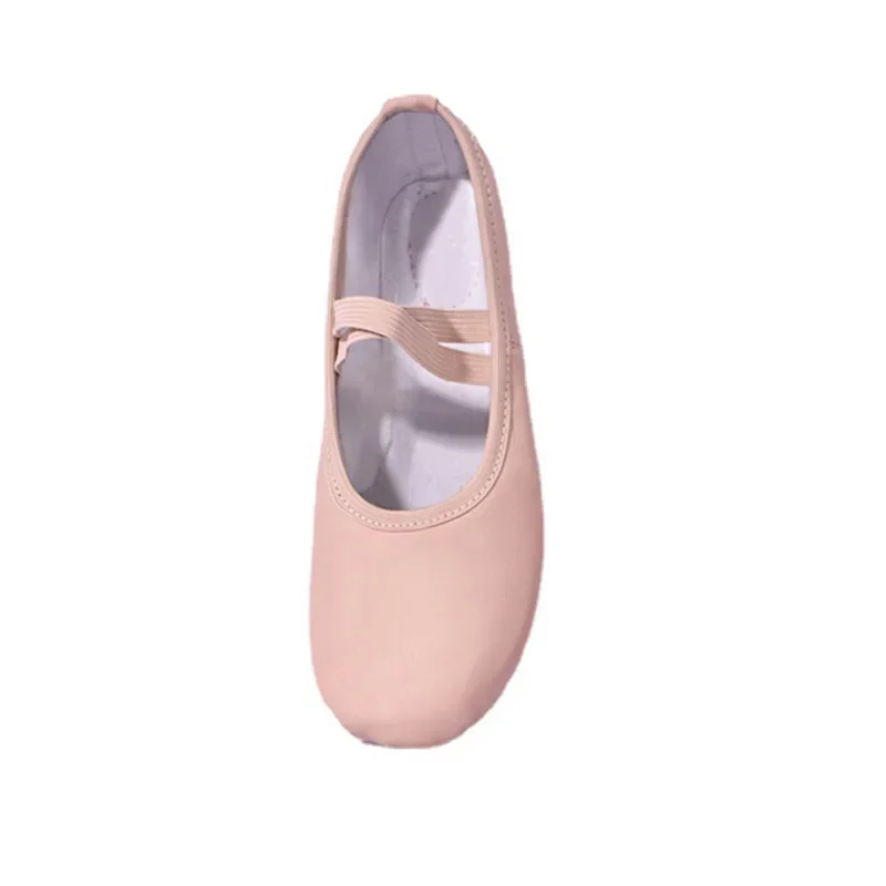 Zapatos de punta de cuero, zapatillas de baile de suela completa, entrenamiento de Ballet para niños