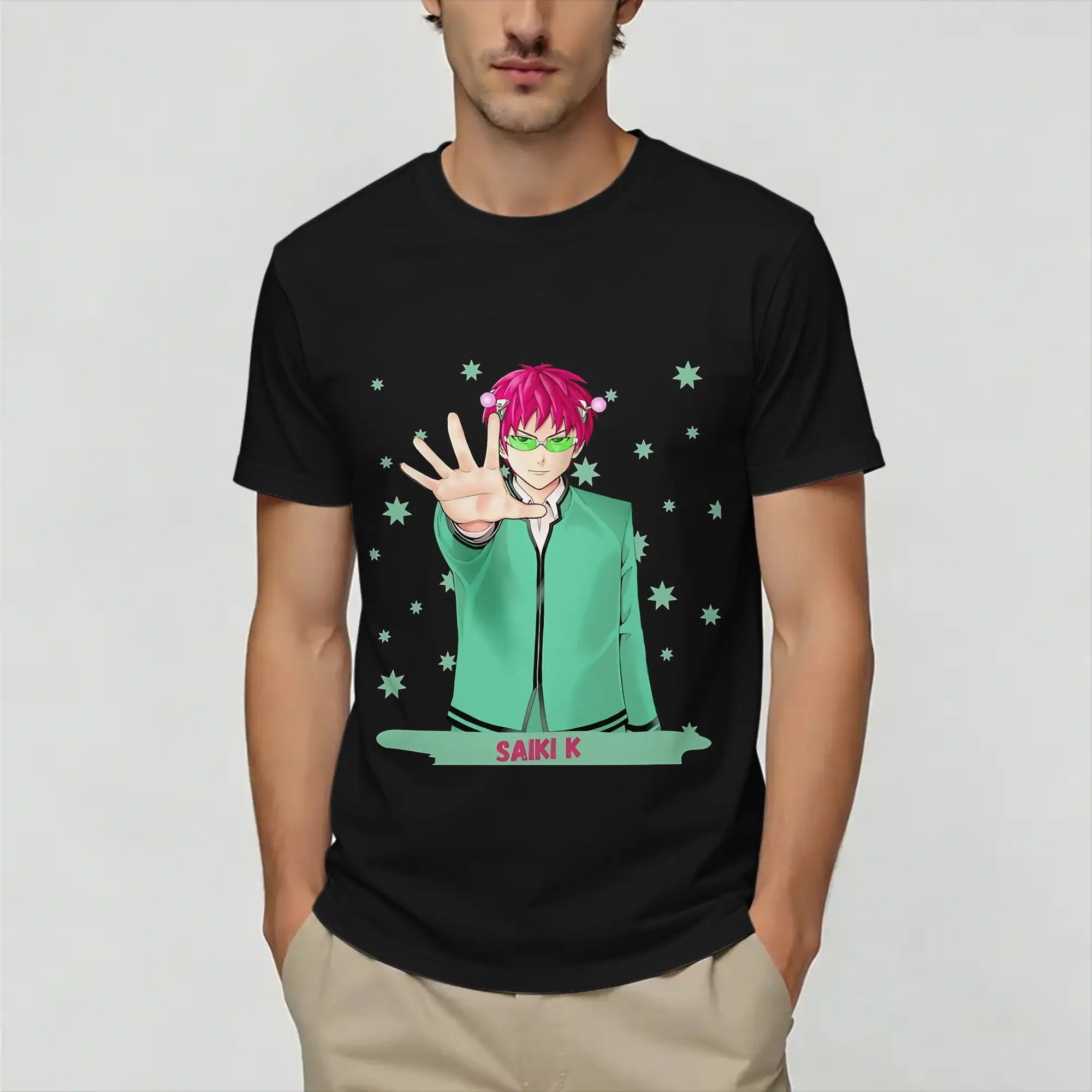 The Disastrous Life of Saiki K  T Shirts for Men Cotton Casual T-Shirt Crew Neck  Tee Shirt Short Sleeve Clothing Printed