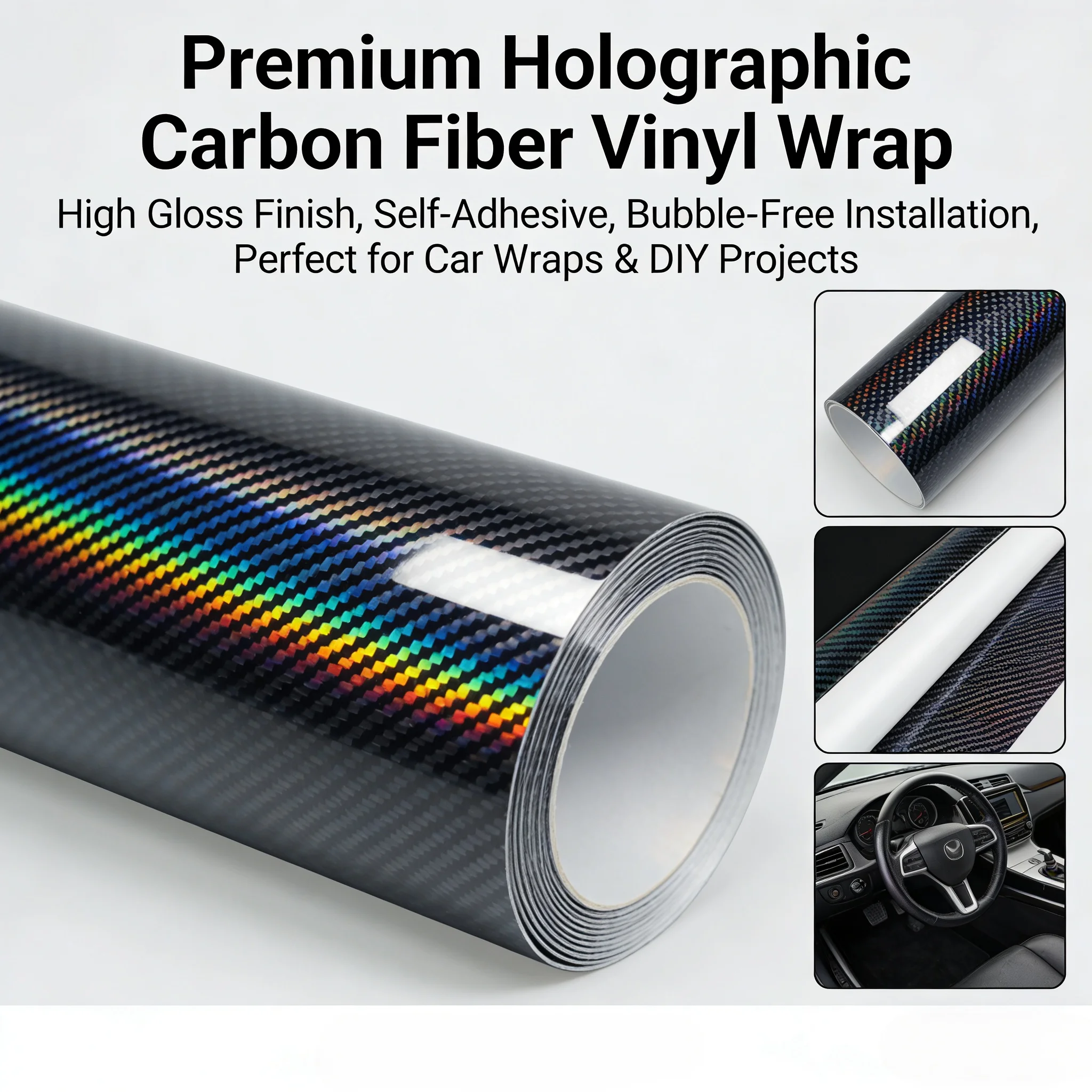

Stickers on Car Wrap Vinyl High Gloss Colorful Laser Black Automotive Sticker for Car Decal Film Wrapping Carbon Fiber Sticker